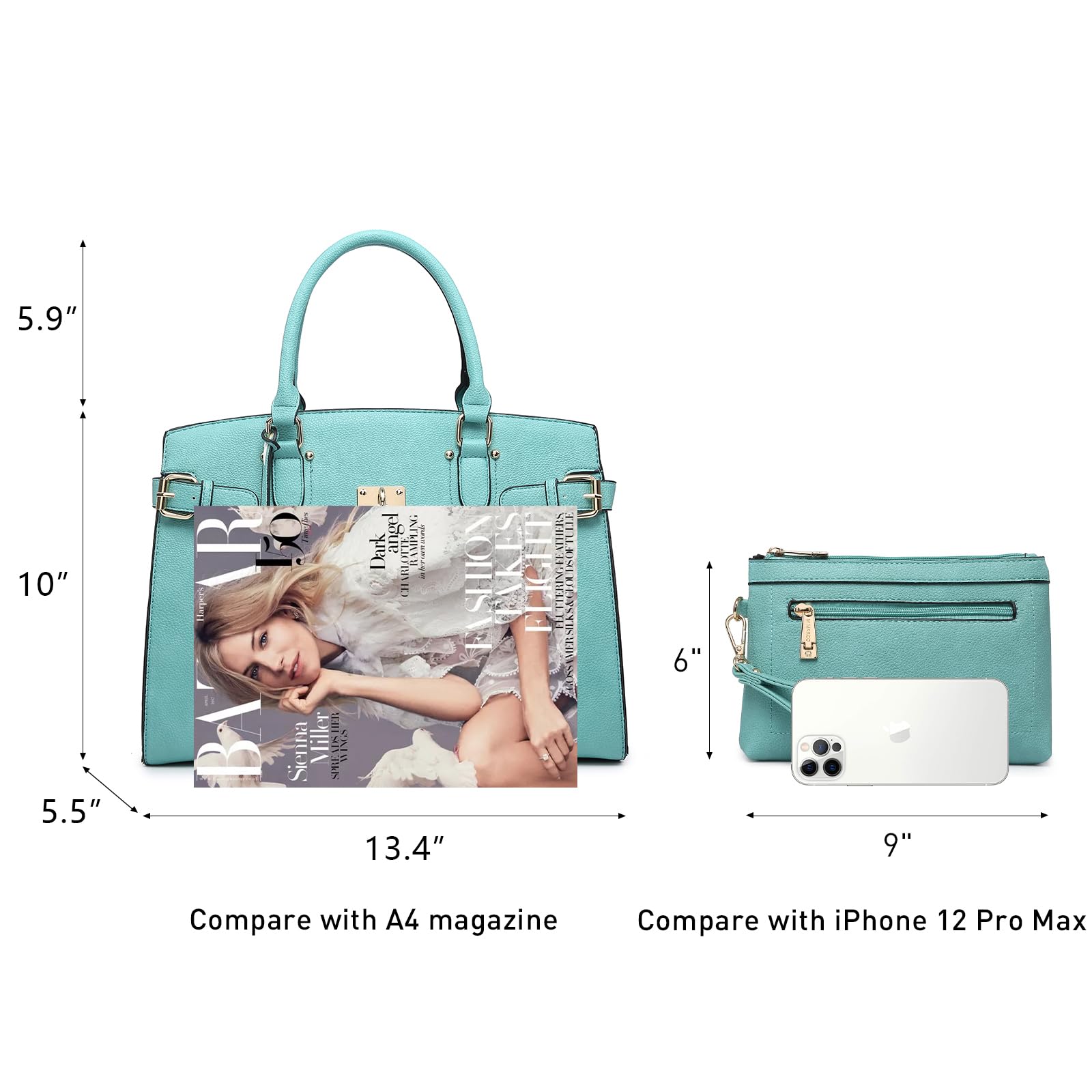 Stylish Women's Handbags & Purses - Fashion Satchel Tote Work Bag with Top Handle & Shoulder Strap + Matching Wristlet - Perfect for Office, Travel & Everyday Use