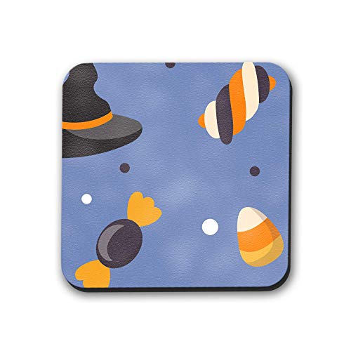 Halloween Candy Witch Hat Coasters Set of 6 - Cute Witch Hat Drink Coasters for Halloween Party Decor, Kitchen, Dining Table, and Coffee Mug Protection
