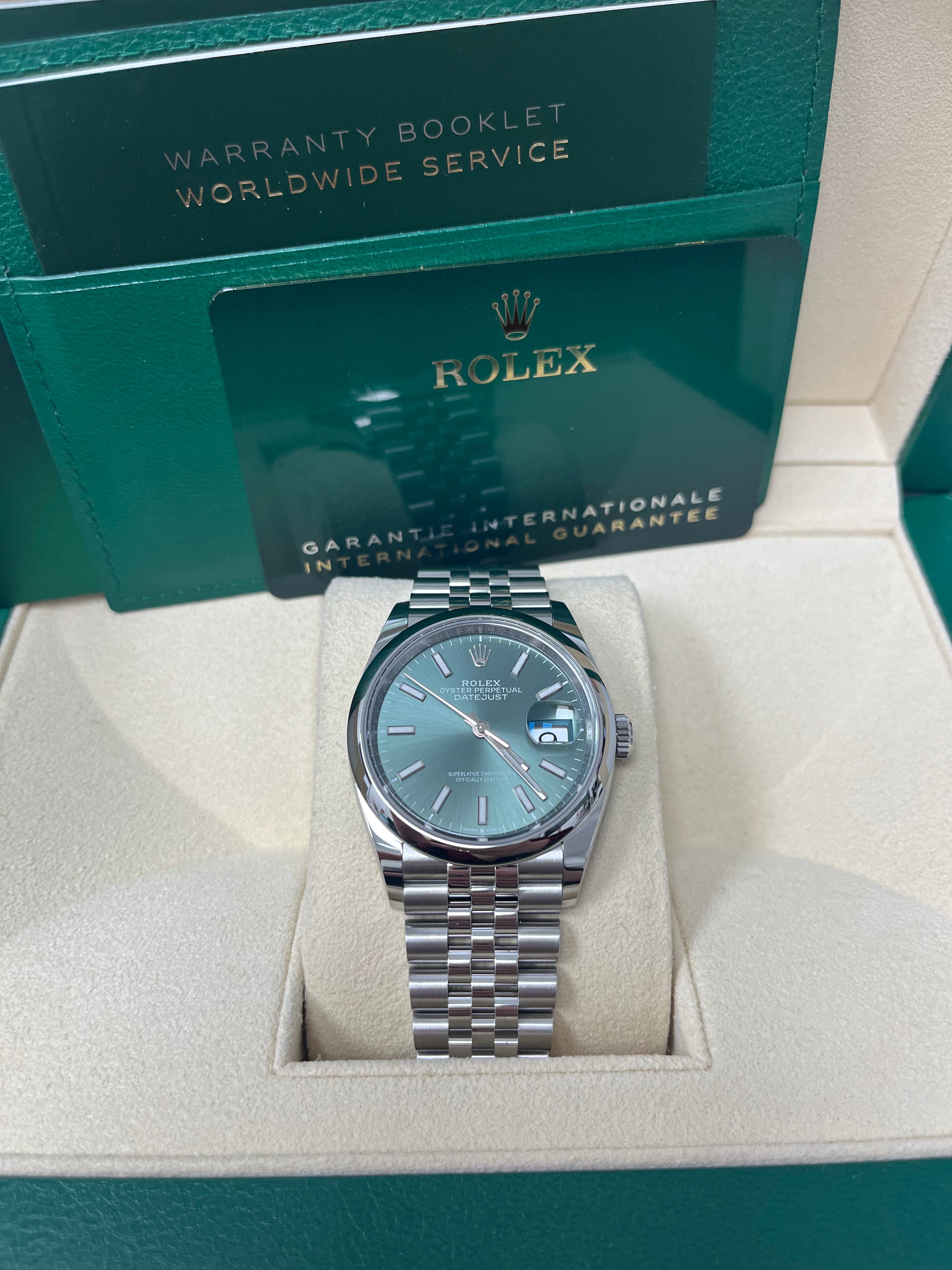 Rolex Datejust 36 Watch - Domed Bezel, Mint Green Index Dial, Jubilee Bracelet (Model 126200) | Luxury Timepiece for Men, Perfect for Business, Formal & Special Occasions