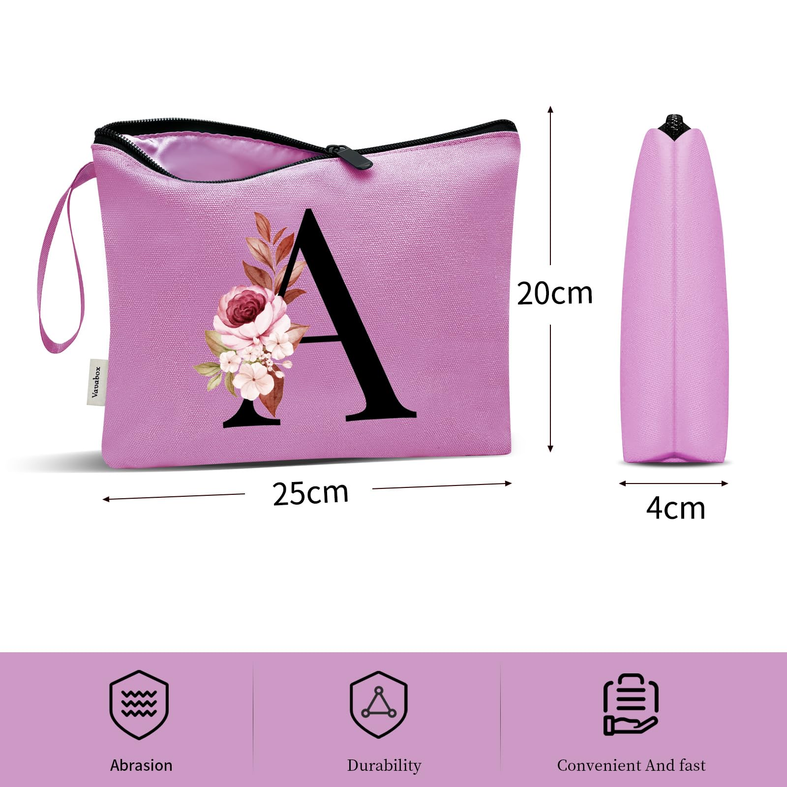 Personalized Makeup Bag for Women - Custom A-Z Monogram Cosmetic Pouch, Birthday Gift for Mom, Best Friend & Bridesmaid - Travel Toiletry Organizer (Style A, Purple) | Perfect for Weddings, Spa Days & Vacation Essentials Storage
