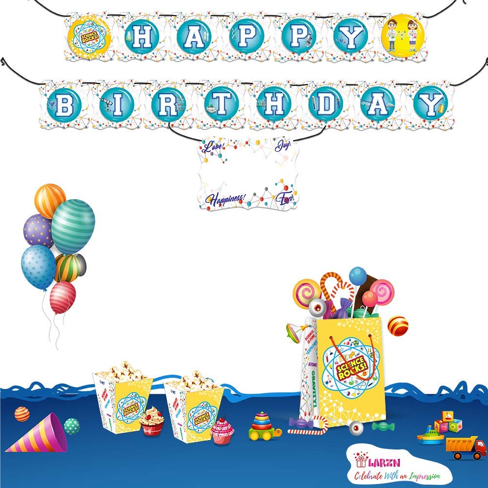 LARZN Premium Science Party Favor Bags - 12 Pack | Science Themed Treat & Gift Bags for School Celebrations, Birthday Parties & Classroom Decorations | Durable Goodie Bags for Kids Science Party Supplies