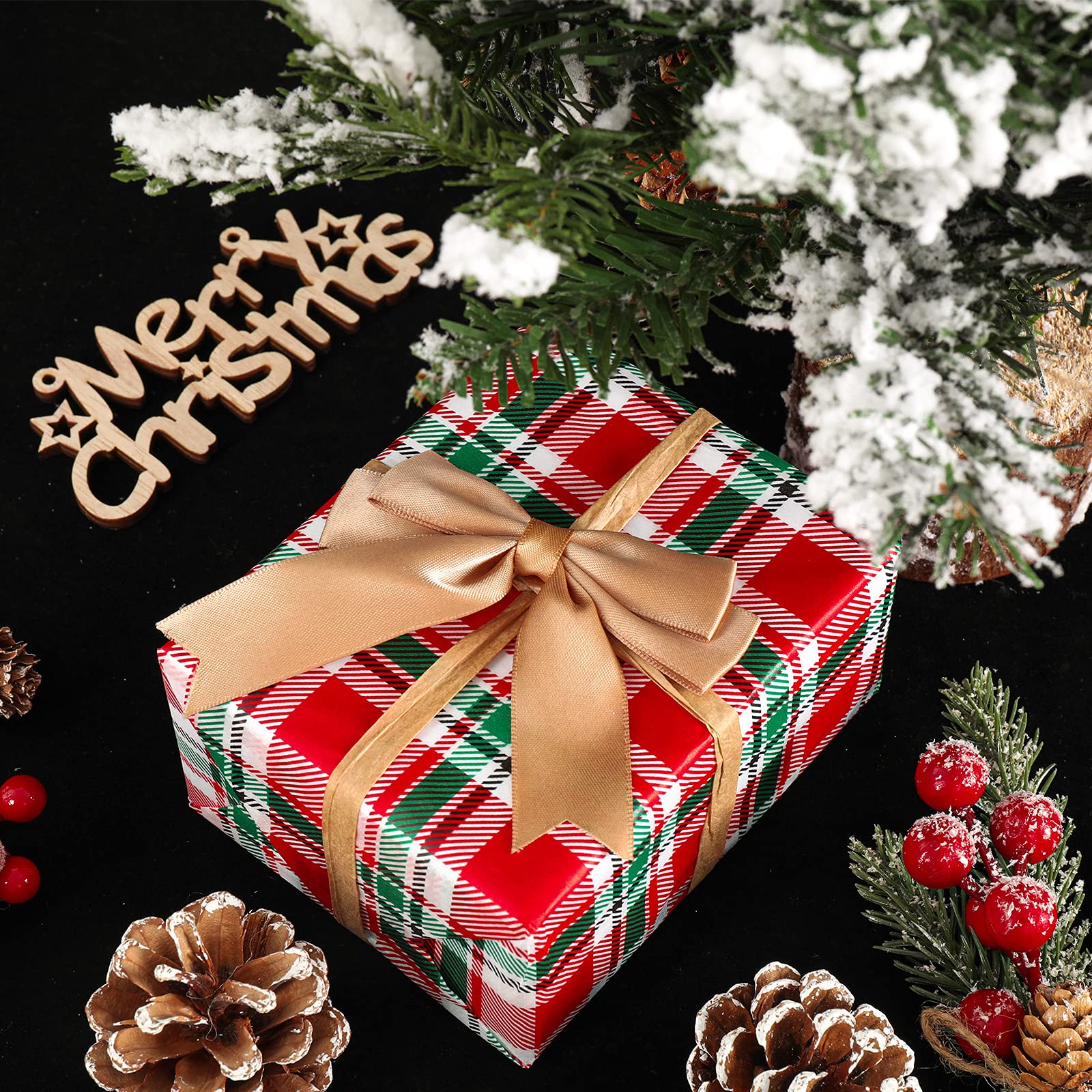 Whaline Christmas Tissue Paper - Buffalo Plaid Wrapping Paper in Red, Green & White - 100 Sheets for Gift Wrapping, DIY Crafts, Small Business Packaging, New Year Decor | Perfect for Holiday Presents, Party Favors & Rustic Art Projects