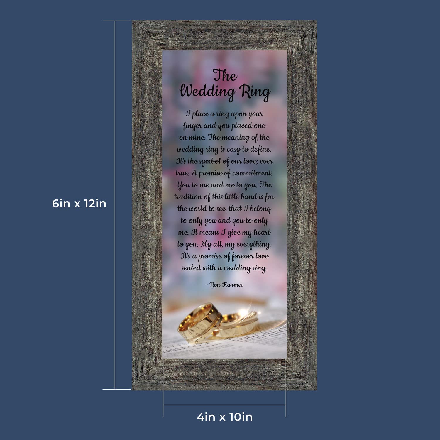 Crossroads Home Décor The Wedding Ring Picture Frame - Romantic Gift for Couples, Anniversary & Wedding Decor - Perfect for Bedroom, Living Room & Wedding Venue Décor