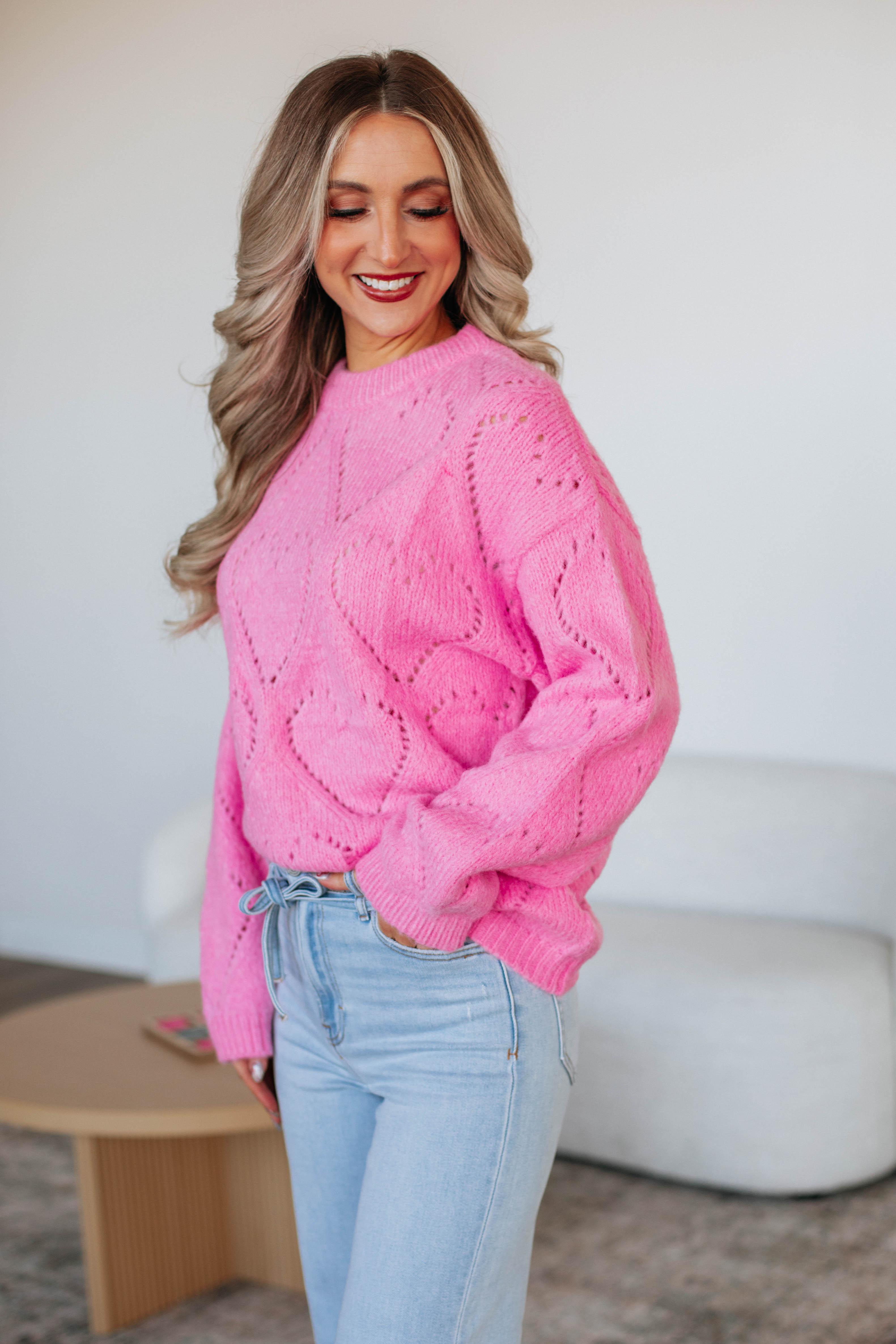 Candace Knit Sweater Women's Casual Bubblegum Pink Pullover - Perfect for Fall Outfits, Cozy Winter Wear & Stylish Layering