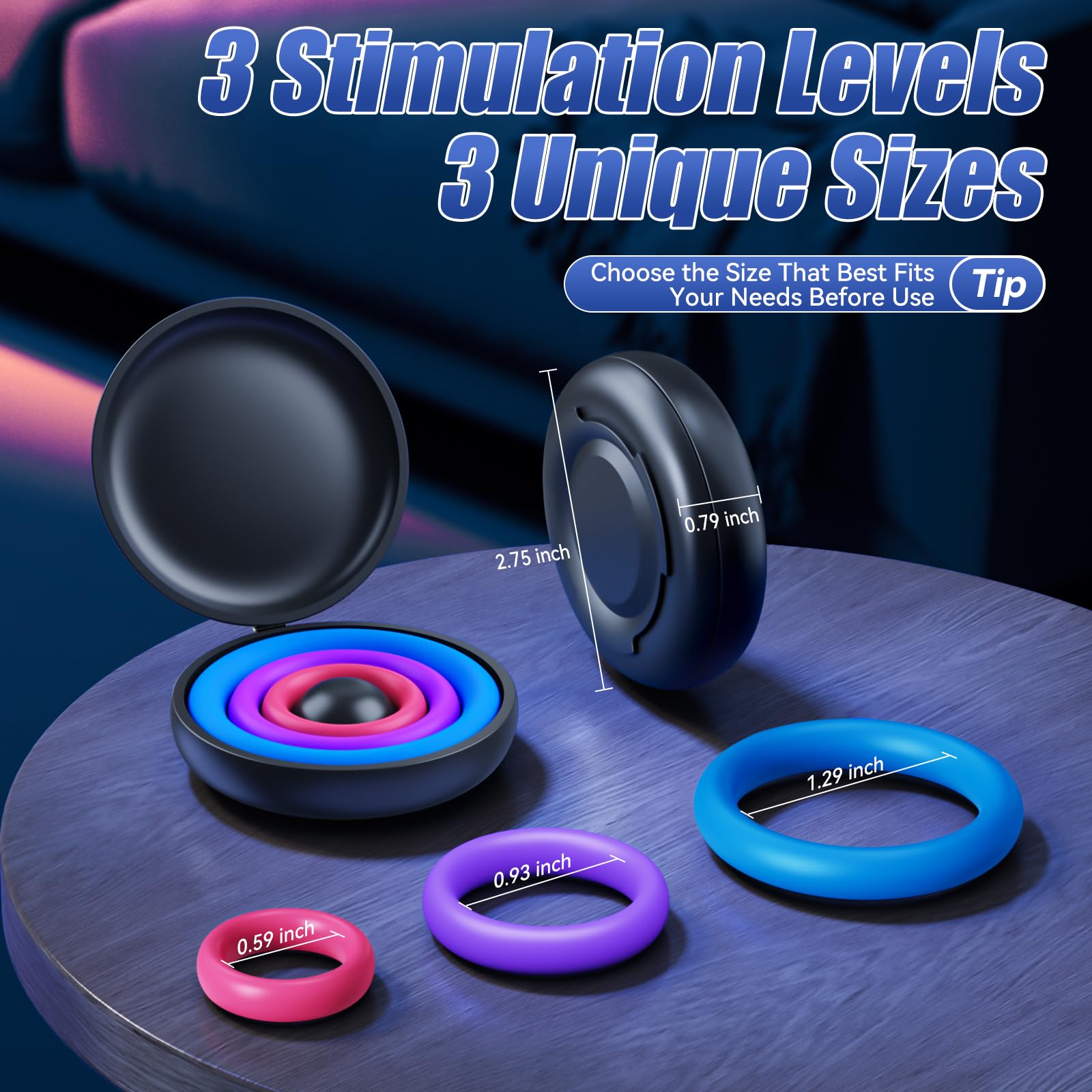 Premium Silicone Penis Ring Set - 3 Multi-Colored Cock Rings for Enhanced Erection & Longer Lasting Pleasure | Adult Sex Toys for Men & Couples | Perfect for Spicing Up Intimate Moments & Couples Play