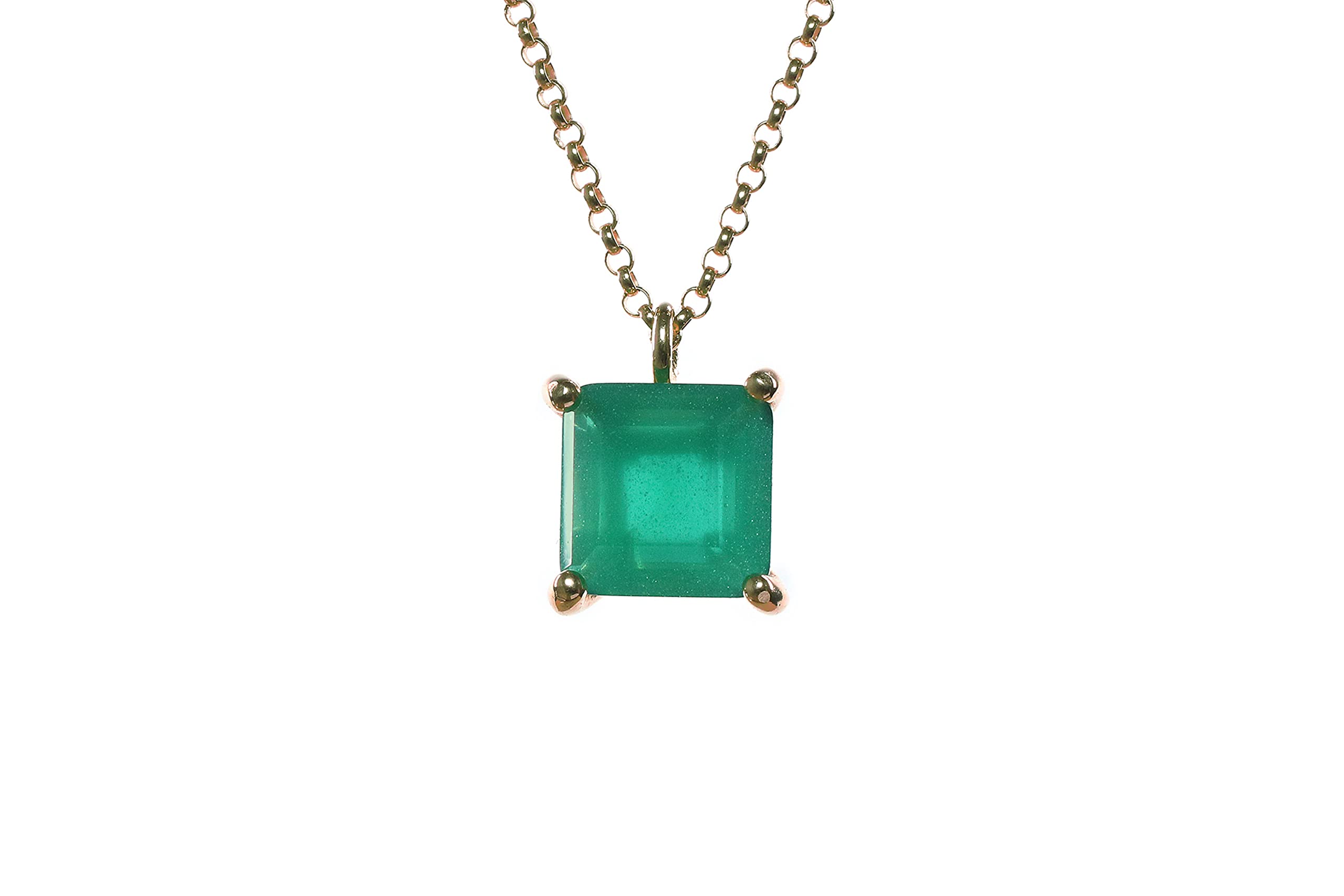 Onyx Anemone Pendant Necklace - Handmade Square Crystal Healing Gem Necklace for Women - Fashion Jewelry Gift with Customizable Material - Perfect for Spiritual Healing, Meditation & Everyday Elegance