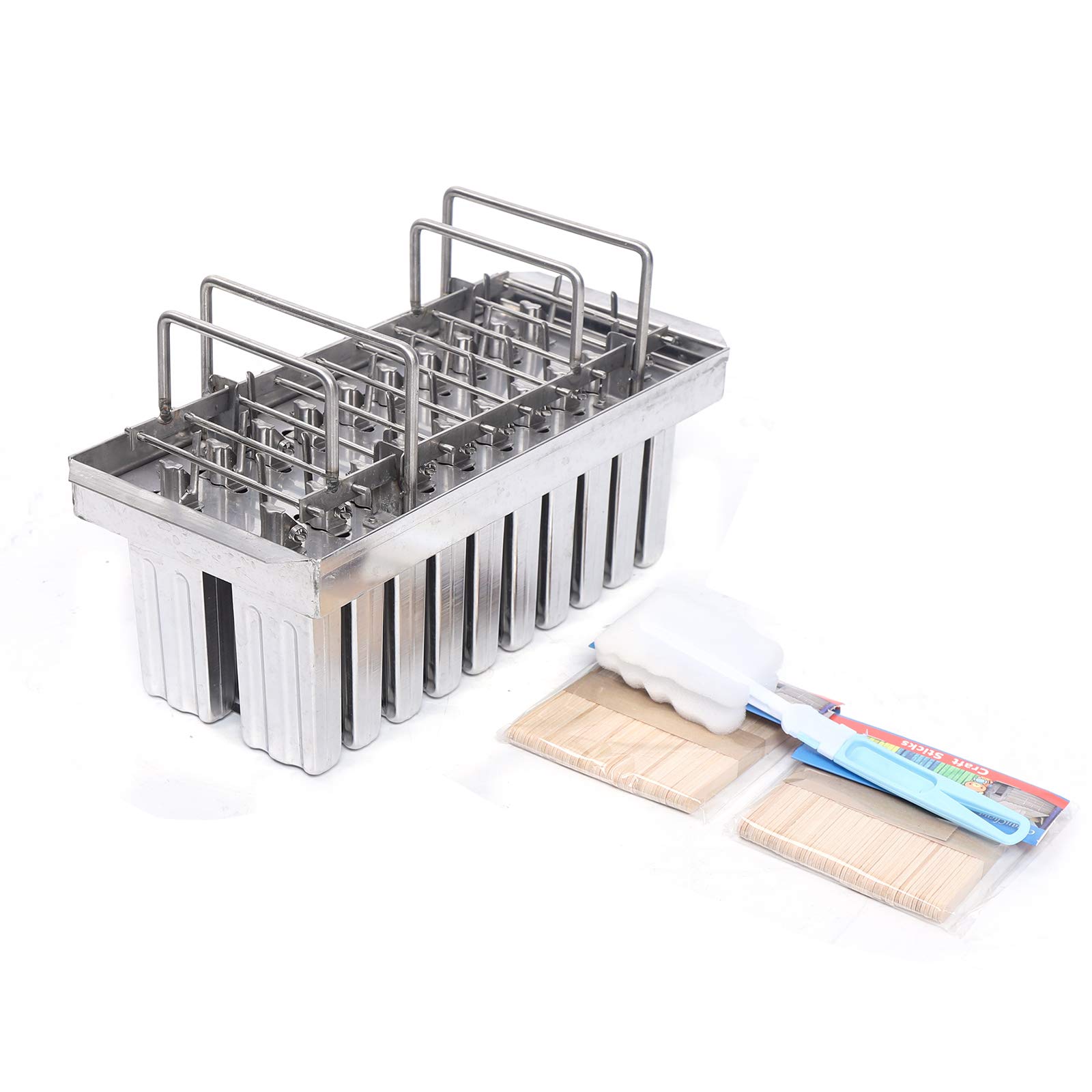 Premium Stainless Steel Popsicle Molds Kit - 20PCS Reusable Ice Lolly Makers with Cleaning Brush - BPA-Free Ice Cream Stick Holders for Homemade Frozen Treats - Perfect for Summer Parties, Kids Snacks & Healthy Desserts