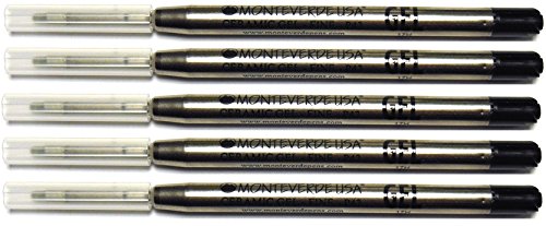 Monteverde 5-Pack Capless Gel Ballpoint Refills for Parker Pens - Fine Point, Black Ink Bulk Pack | Smooth Writing for Office, School & Everyday Use