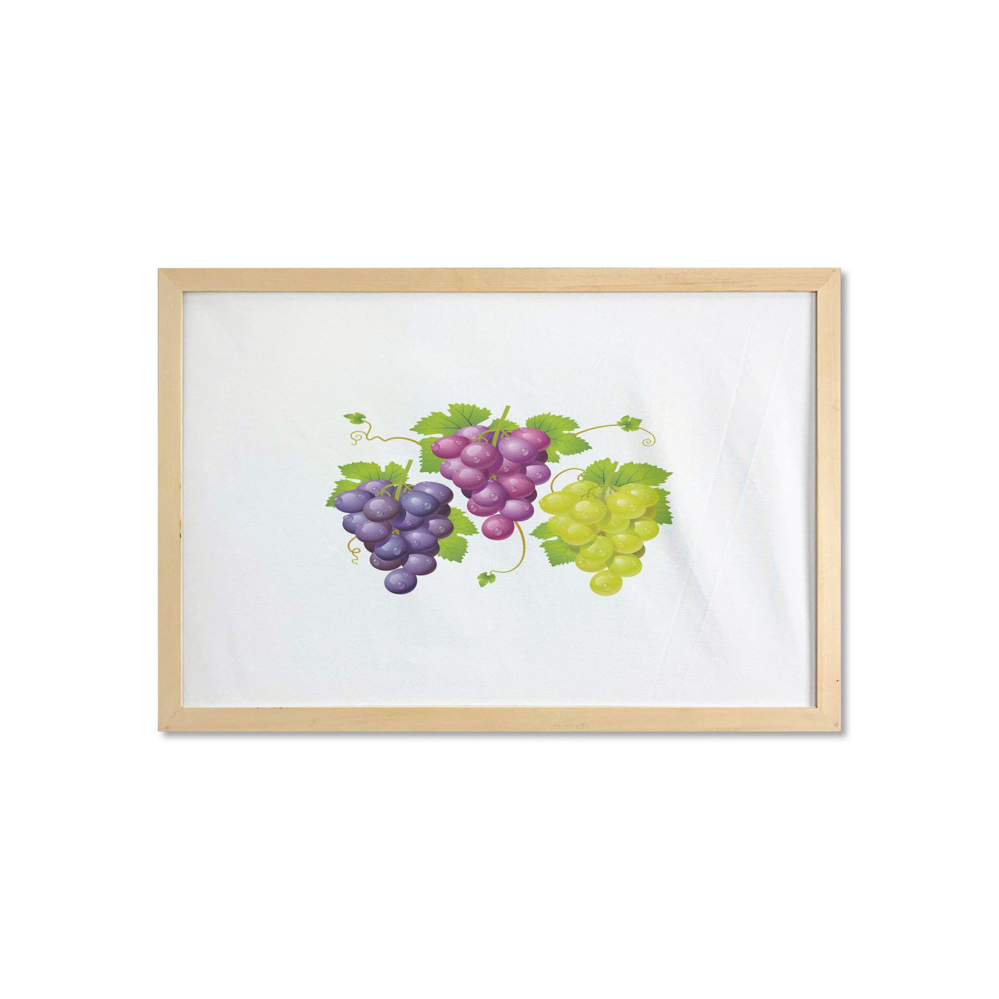 Ambesonne Vineyard Wall Art with Frame - 3 Clusters of Ivy Burgundy Region Printed Fabric Poster, 35