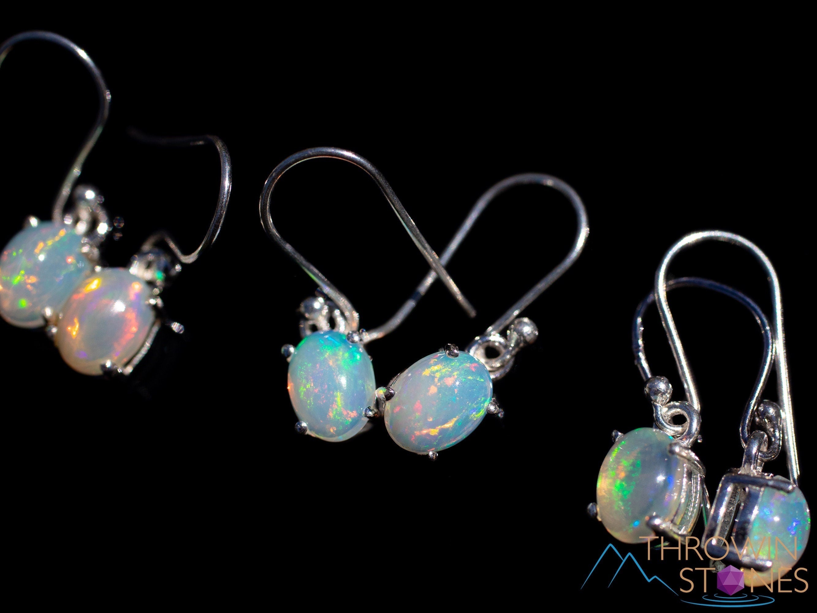 Opal Earrings Sterling Silver | Dangle Opal Earrings for Women | October Birthstone Jewelry | Welo Opal Gemstone Gift | Elegant Party & Wedding Jewelry E1923