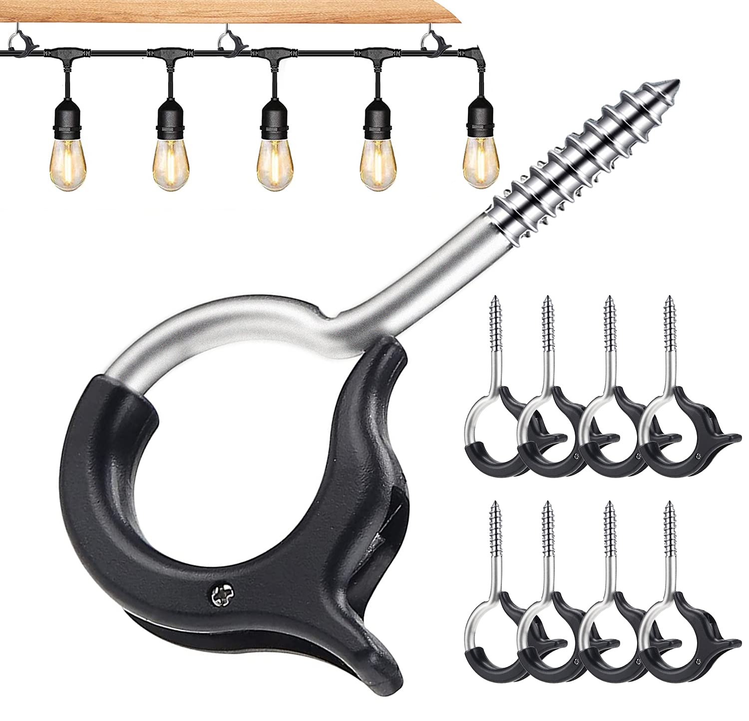 20 Pack Q-Hanger Outdoor Light Hooks - Heavy Duty String Light Hangers for Patio, Garden & Christmas Decor - Easy Release Wire Hooks for Outdoor Lighting & Holiday Decorations