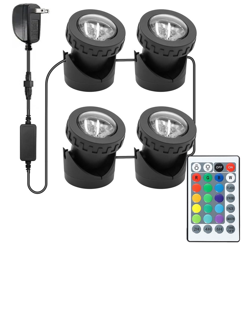 4-Pack RGB Underwater Pond Lights with Timer - IP68 Waterproof, Dimmable Outdoor Landscape Lighting for Garden Fountain, Fish Tank & Pool Decor | Perfect for Backyard, Patio & Water Feature Illumination