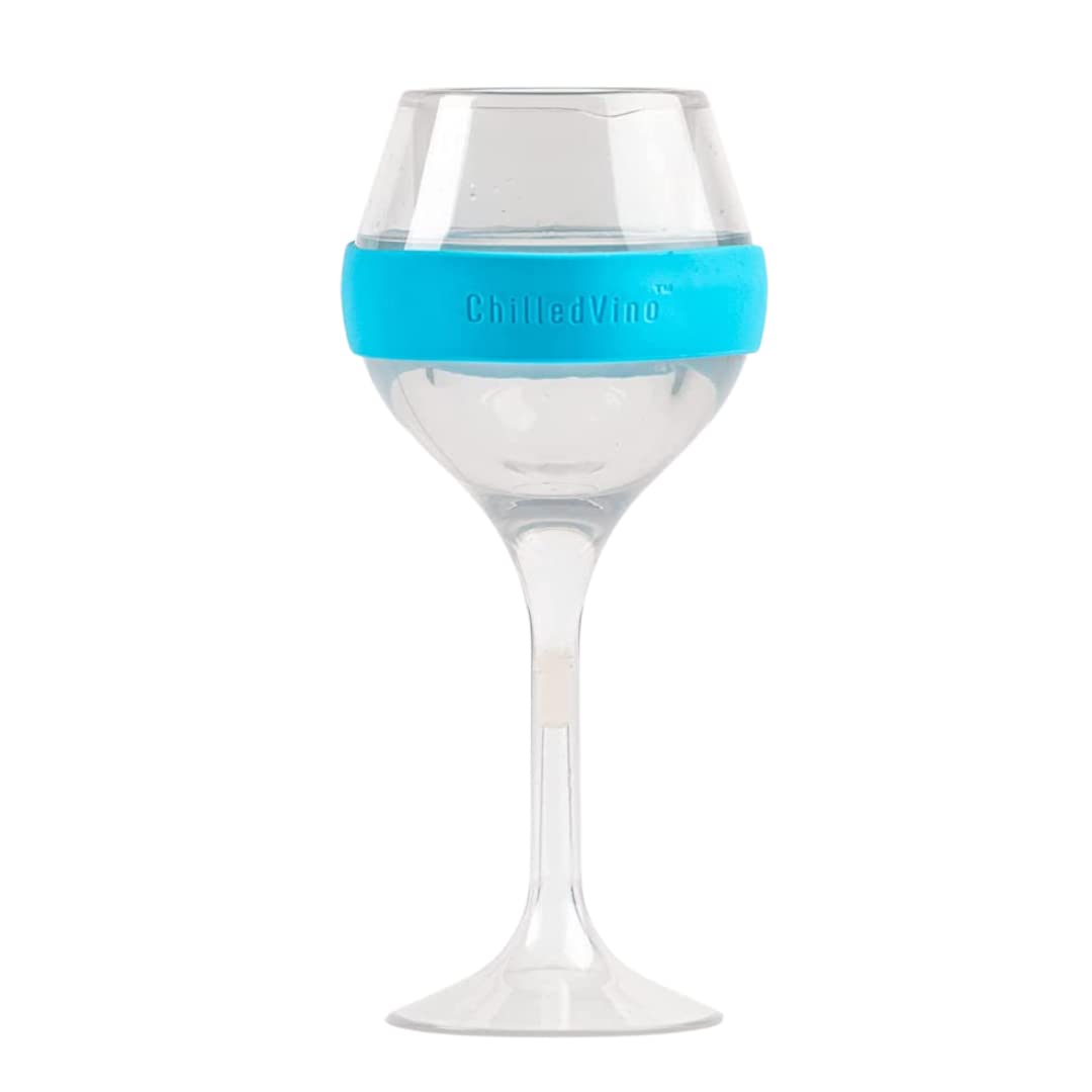 ChilledVino Freezable Wine Glasses with Insulated Stem & Silicone Sleeve - BPA-Free Outdoor Drinking Cups for White, Red & Rosé Wines (Blue) - Perfect for Picnics, Pool Parties & Summer BBQs