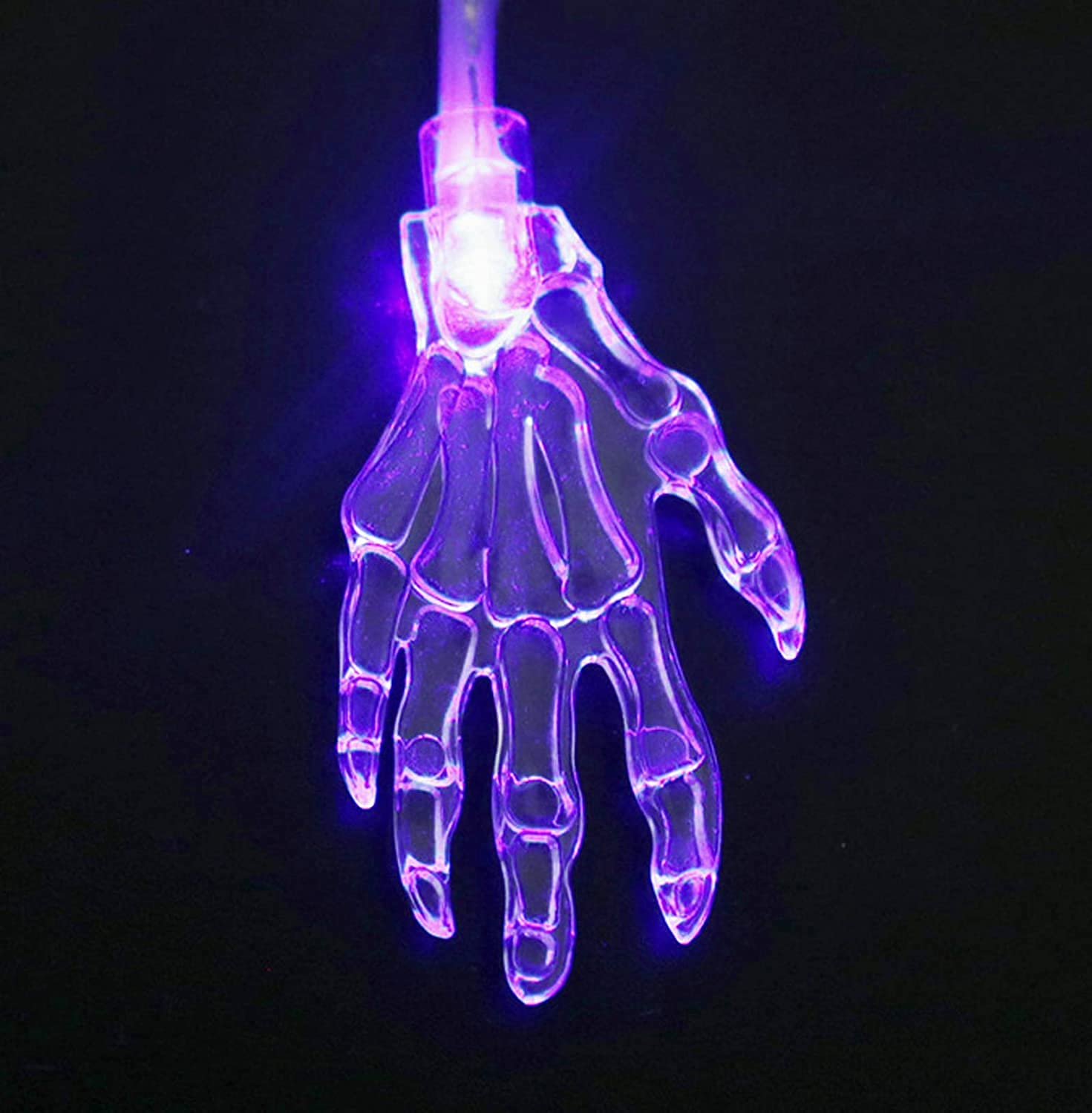 SNOMYRS 21ft 30Pcs LED Skeleton Hand String Lights - Battery Operated Halloween Decor with 8 Lighting Modes, Purple - Perfect for Halloween Party Decorations, Haunted House Props, Spooky Room Lighting & Outdoor Yard Decor