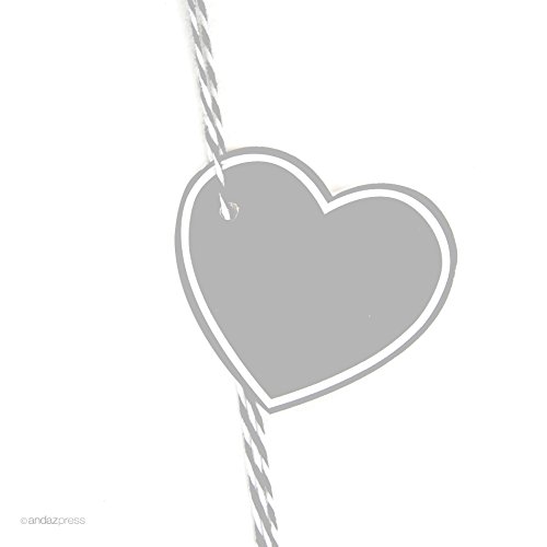 Andaz Press Heart Gift Tags - 30 Pack Blank Solid Gray Cardstock Tags for DIY Wedding, Birthday, Christmas & Party Favors - Perfect for Handmade Gifts, Scrapbooking & Craft Projects