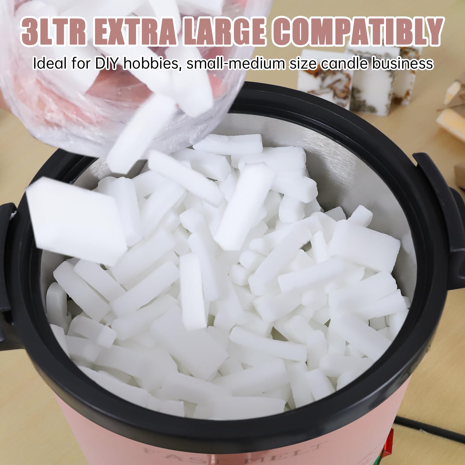 Premium 3Lbs Soap Base Melter with Temperature Control - Fast MELT Soap Making Kit for DIY Handmade Soap Business, Quick Pour Spout, Easy Clean Design (Pink) - Perfect for Crafters, Small Businesses & Home Soap Makers