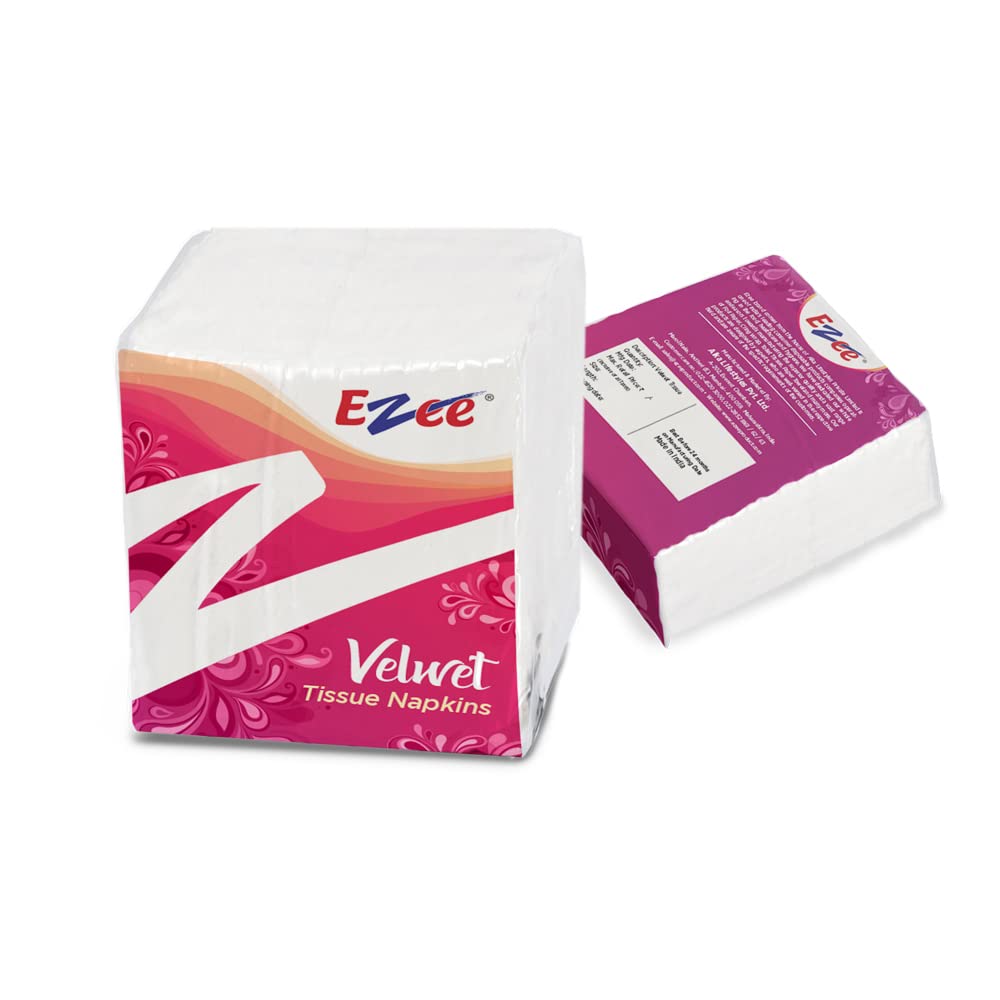 Ezee Velvet Tissue Paper Napkins - 100 Pulls, Pack of 1 | Soft & Absorbent for Parties, Weddings & Home Decor | Premium Quality Facial Tissues for Everyday Use