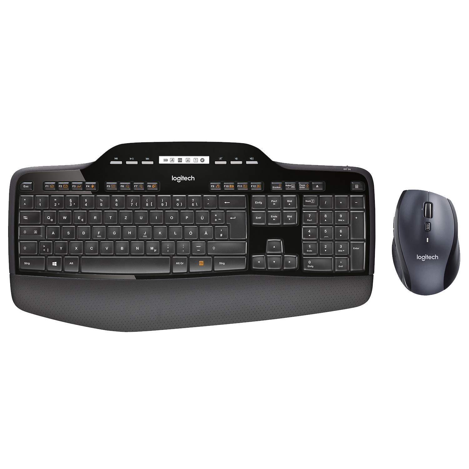 Logitech MK735 Wireless Keyboard and Mouse Combo - Ergonomic Design, Quiet Typing, Long Battery Life - Perfect for Office, Home & Gaming (Renewed)
