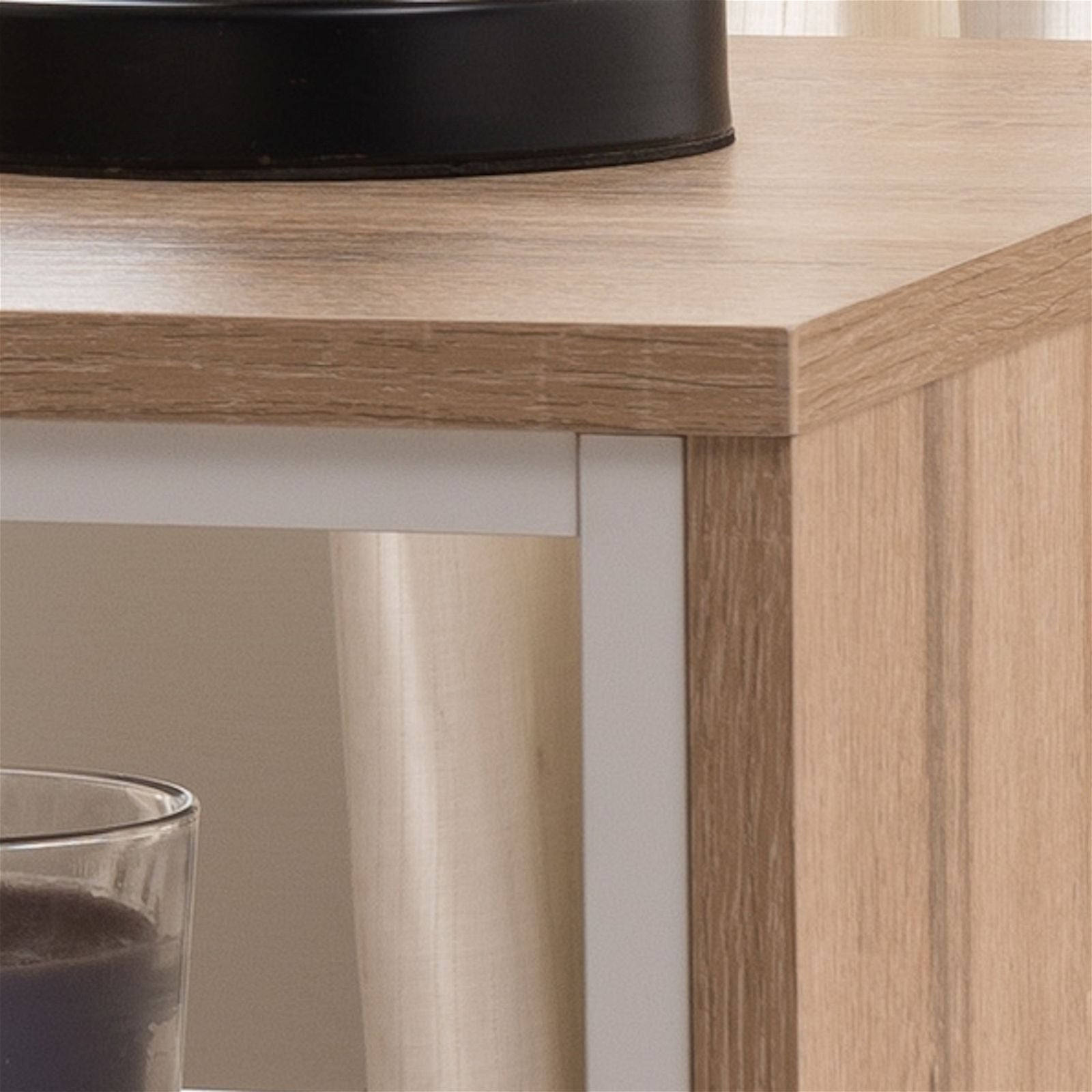 Criterion Tuscany End Table - 450mm White Oak Wood Nightstand for Living Room, Bedroom & Office Furniture