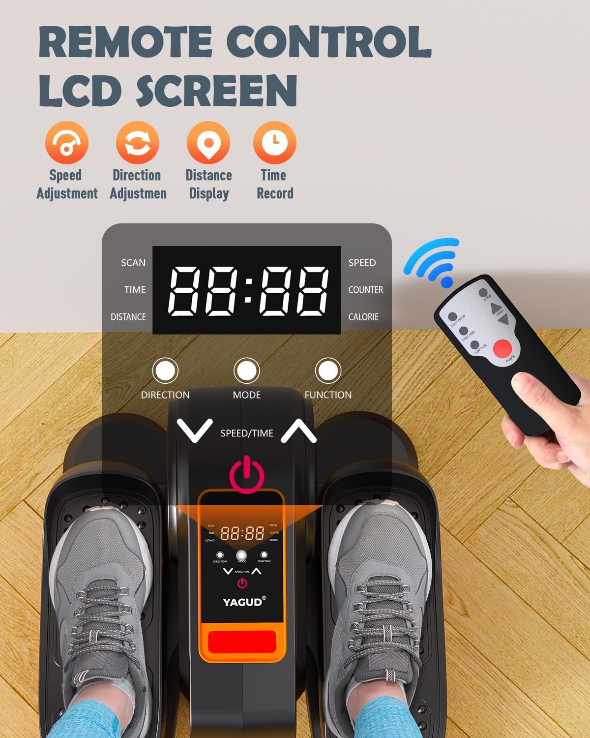 Under Desk Elliptical Machine - Electric Leg Exerciser for Seniors with 12 Adjustable Speeds, Quiet & Portable Seated Pedal Trainer with Remote Control - Perfect for Home Office, Physical Therapy & Low-Impact Workouts
