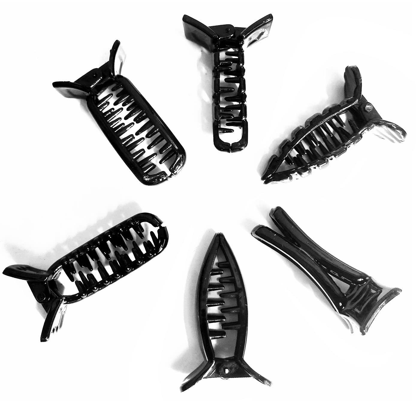 Professional Hair Styling Clips 6pcs - Large Crocodile Hair Clips & Duckbill Sectioning Clips for Thick Hair, Hairdresser Hair Grips, Black Hair Accessories - Perfect for Salon Styling, DIY Haircuts & Home Hair Care