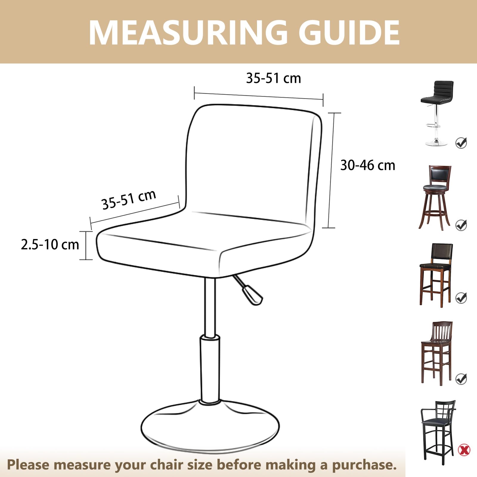 Gollense 4 Pack Velvet Stretch Bar Stool Covers with Backs - Washable Square Swivel Pub Counter Stool Chair Slipcovers with Elastic Bottom for Low Short Back Chairs (Black) | Perfect for Home Bars, Kitchen Islands, and Dining Room Decor
