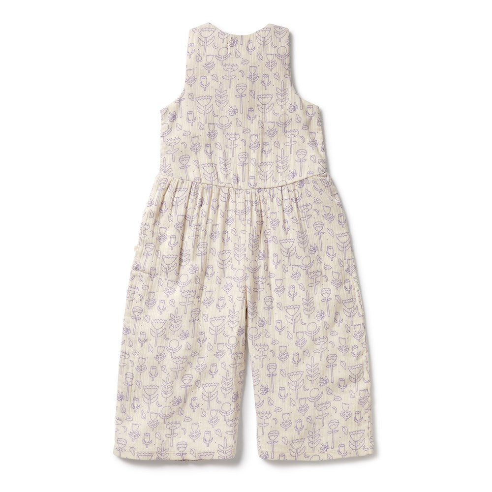 Flow Organic Crinkle Jumpsuit for Baby Girls | Soft Cotton Romper with Snap Buttons | Perfect for Playtime, Photo Shoots & Everyday Wear