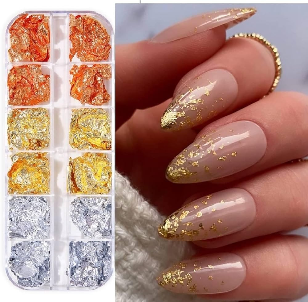 Premium 30g Gold, Silver & Copper Foil Flakes for DIY Crafts - A.S.K 3 Bottle Set with Tweezer | Perfect for Cake Decorating, Nail Art, Resin Jewelry & Home Decor