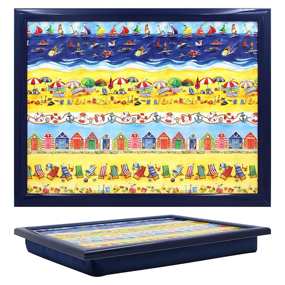 Portable Beach Lap Tray with Cup Holder - Lightweight & Foldable for Reading, Eating, and Working Outdoors - Perfect for Picnics, Camping, and Poolside Relaxation