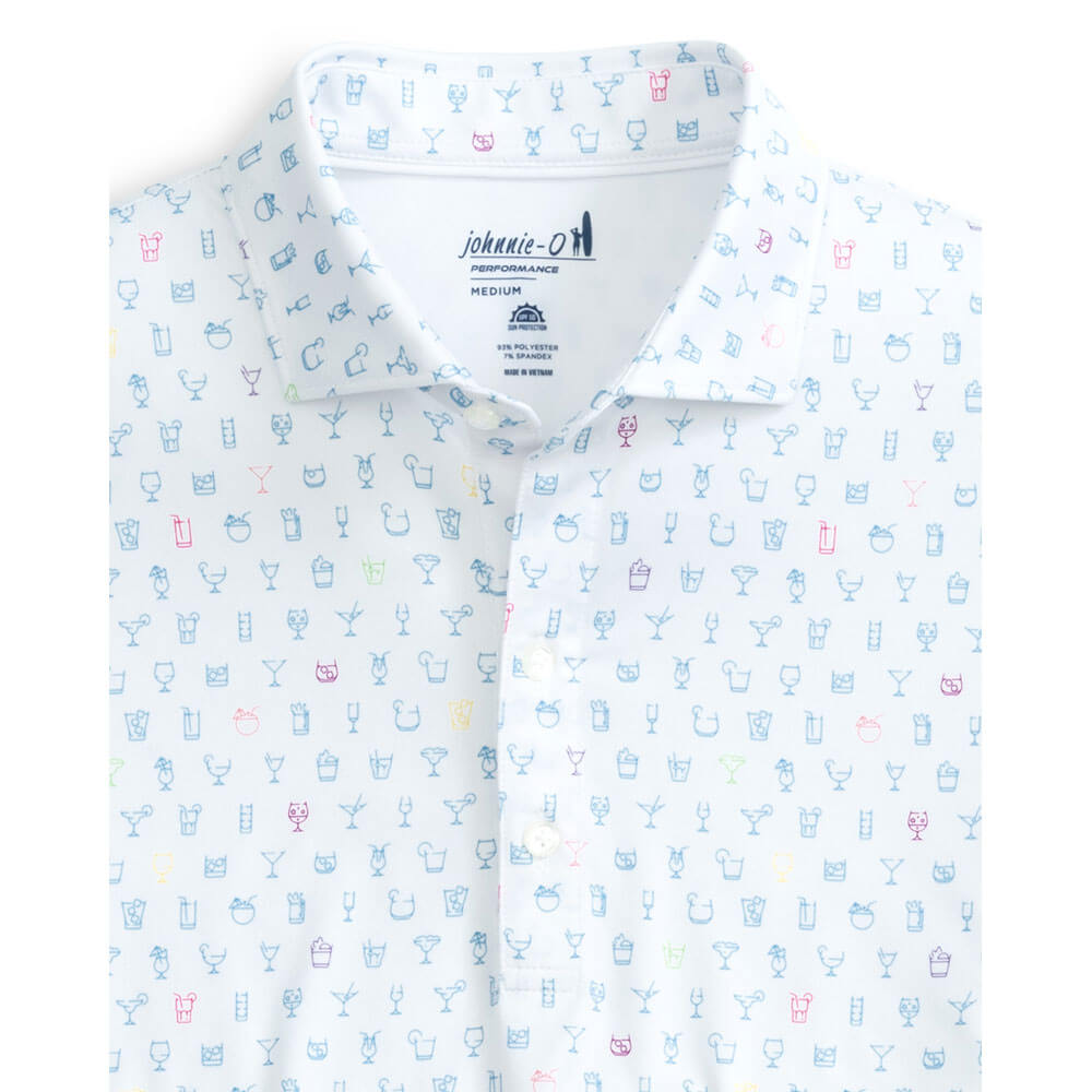 Johnnie O Mixology Prep Performance Polo Shirt - White | Breathable Golf & Casual Wear for Men