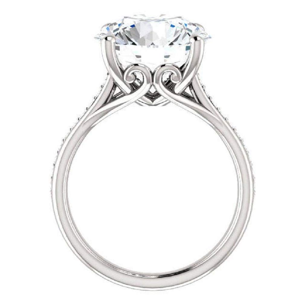 5.00 Carat Round Brilliant Forever One Moissanite Diamond Filigree Engagement Ring for Women - 11mm Moissanite Wedding Ring Set - 5ct Durable Sparkling Jewelry for Proposals, Anniversaries & Special Occasions