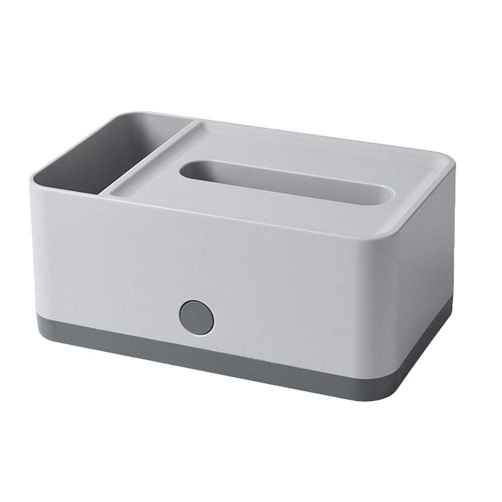 DOITOOL Grey Plastic Tissue Box Holder - Multi-Functional Napkin Dispenser & Home Storage Organizer for Bathroom, Kitchen, Living Room, Office