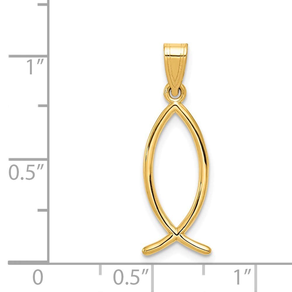 Roy Rose Jewelry 14K Yellow Gold Ichthus Fish Charm Pendant - Christian Religious Necklace for Women, Baptism Gift, Faith Jewelry | Perfect for Church, Weddings & Everyday Wear