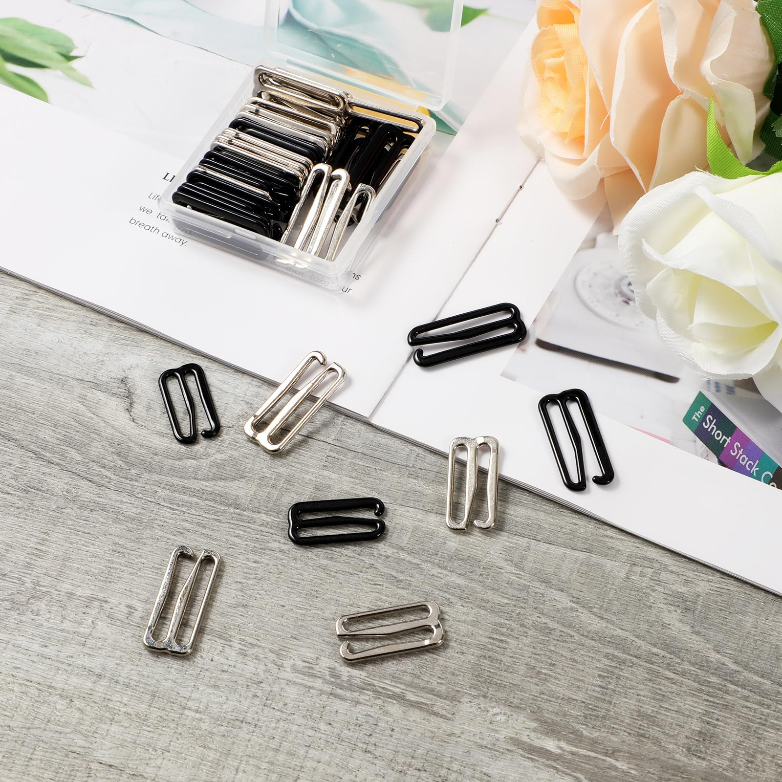 40PCS Metal Bra Hooks & Strap Clips for Swimsuit, Lingerie, Dress - Adjustable Replacement Hooks for Bra Straps, Back Support & Strap Shortener (2 Sizes) - Perfect for Swimwear Repair, Underwear Adjustment & Dress Strap Customization