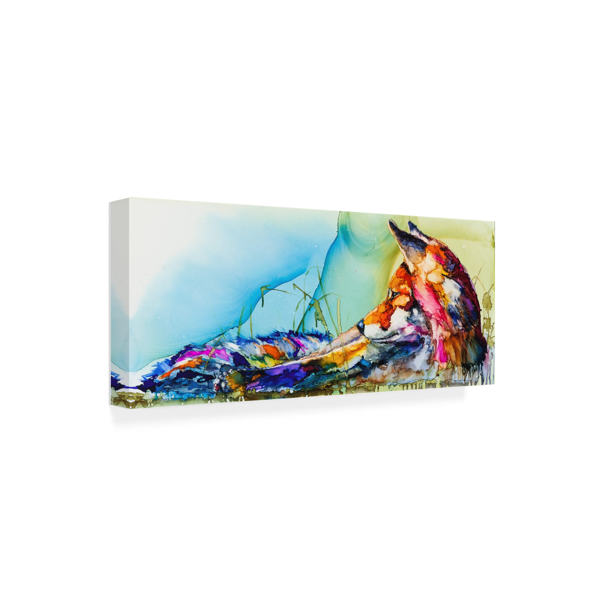 Trademark Fine Art 'Thinking Outside the Fox' Canvas Wall Art by Leslie Franklin - 20x47 Inches Modern Home Decor for Living Room, Bedroom & Office