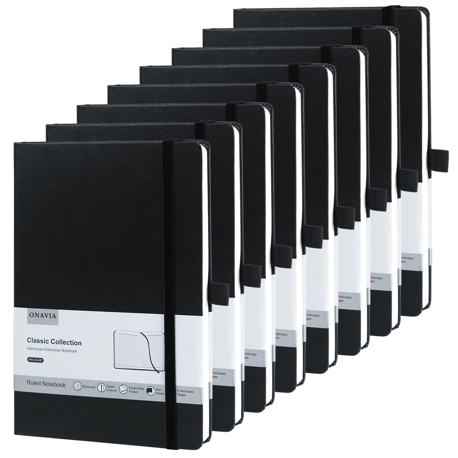 8-Pack A5 Hardcover Notebooks - 160 Pages, 5.5