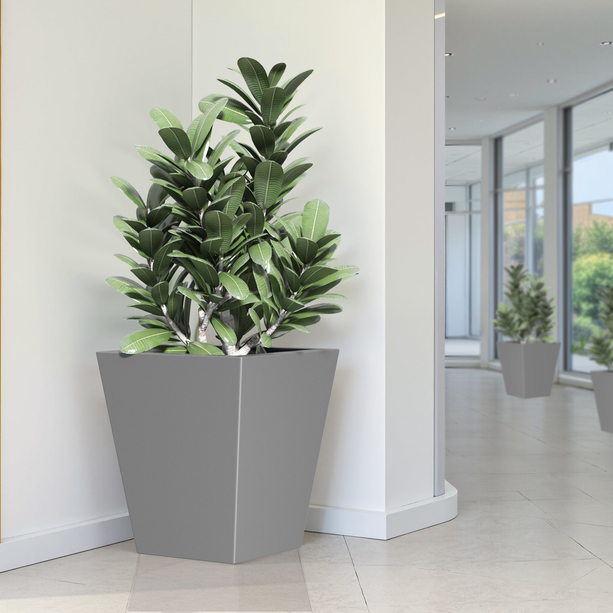 22 Inch Tall Metal Tapered Planter - Large Outdoor & Indoor Garden Pot with Drainage Hole & Rubber Plug, Modern Home Decor for Patio, Living Room, Balcony & Office Spaces