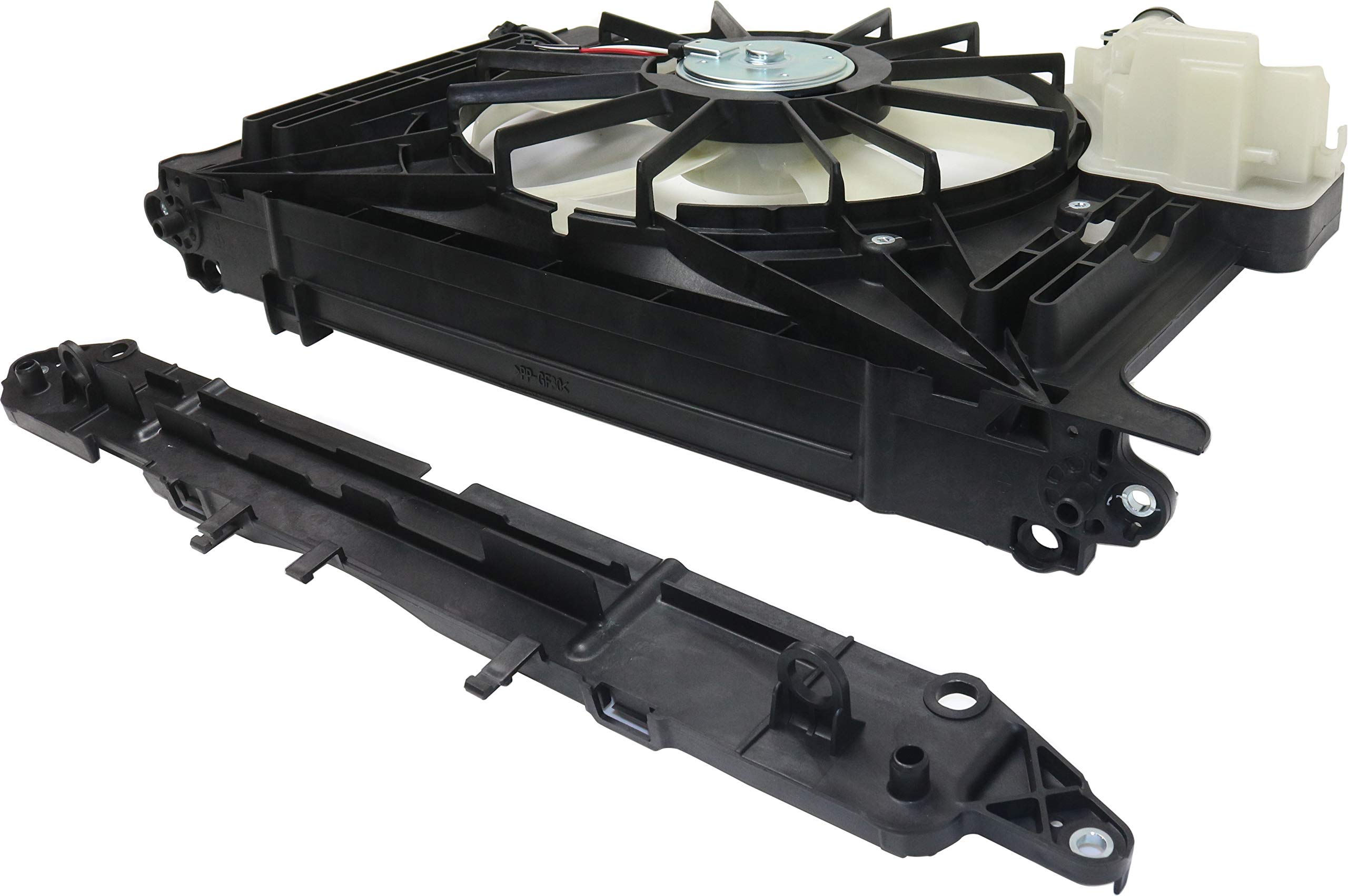 Go-Parts - Radiator Fan Assembly Replacement for Toyota Corolla 2014-2019 (Fits 2015 2016 2017 2018 Models) - Includes Coolant Tank & Upper Panel - Perfect for Engine Cooling System Repair & Maintenance