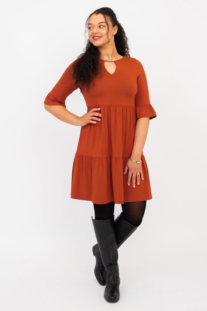 Bernadette Women's Copper Bamboo Dress - Elegant & Comfortable Summer Dress for Casual Outings, Beach Wear, and Outdoor Events