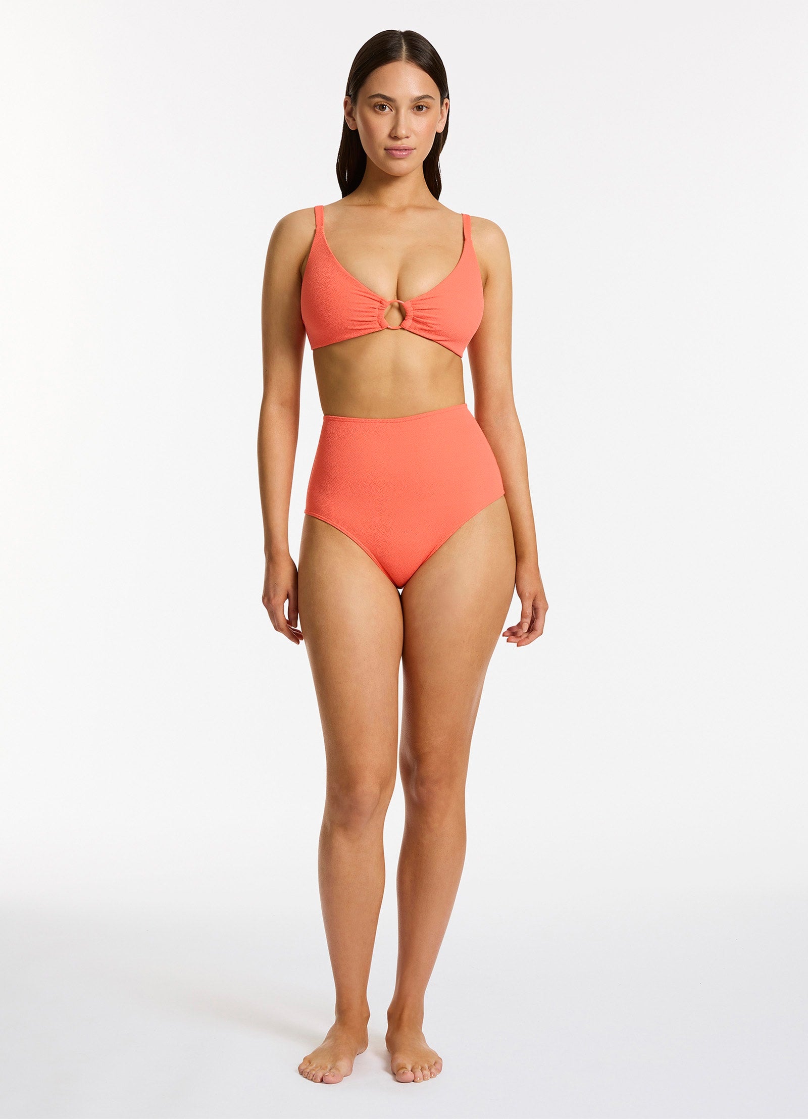 Alessia High Waist Bikini Bottom - Sexy Swimwear for Women, Guava Color, Comfortable & Stretchy - Perfect for Beach, Pool & Summer Vacations