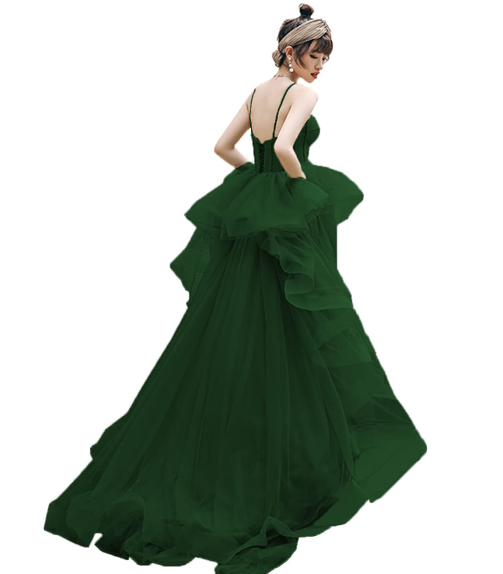Elegant Women's Prom Dress with Spaghetti Straps - Ball Gown Tulle Formal Evening Gown for Homecoming, Wedding & Party | Mesh Long Dress for Prom Night & Special Occasions