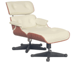Mid-Century Modern Eames Lounge Chair and Ottoman Set - Genuine Leather, White - Perfect for Living Room, Office, or Reading Nook