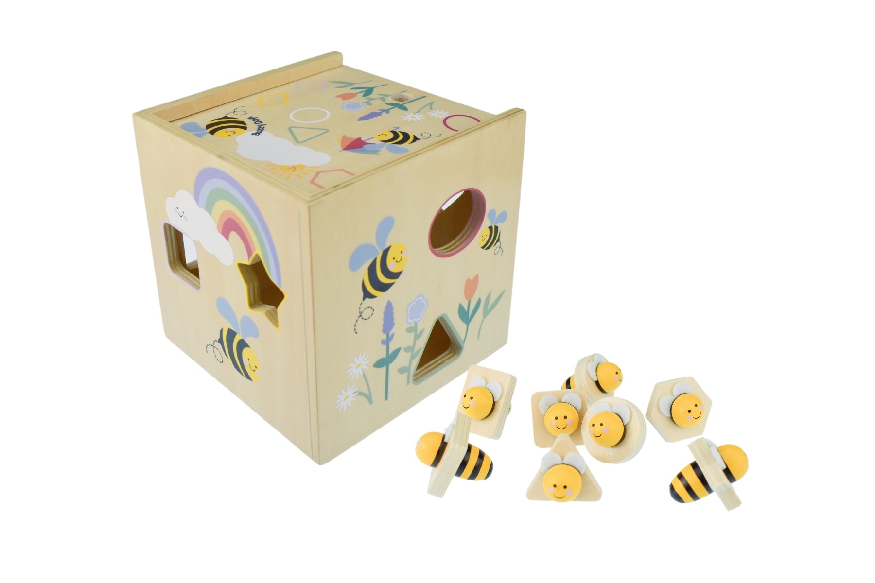 Koala Dream Buzzy Days Bee Shape Sorter Toy - Educational Wooden Puzzle for Toddlers 1-3 Years - Montessori Learning & Fine Motor Skills Development - Perfect for Daycare, Preschool & Home Playtime