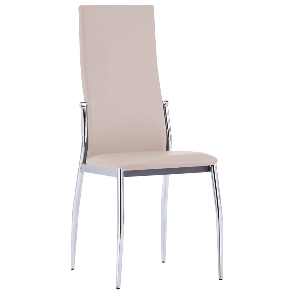 4-Piece Cappuccino Faux Leather Dining Chairs Set - Modern Kitchen & Dining Room Furniture for Home, Restaurant, and Office Use