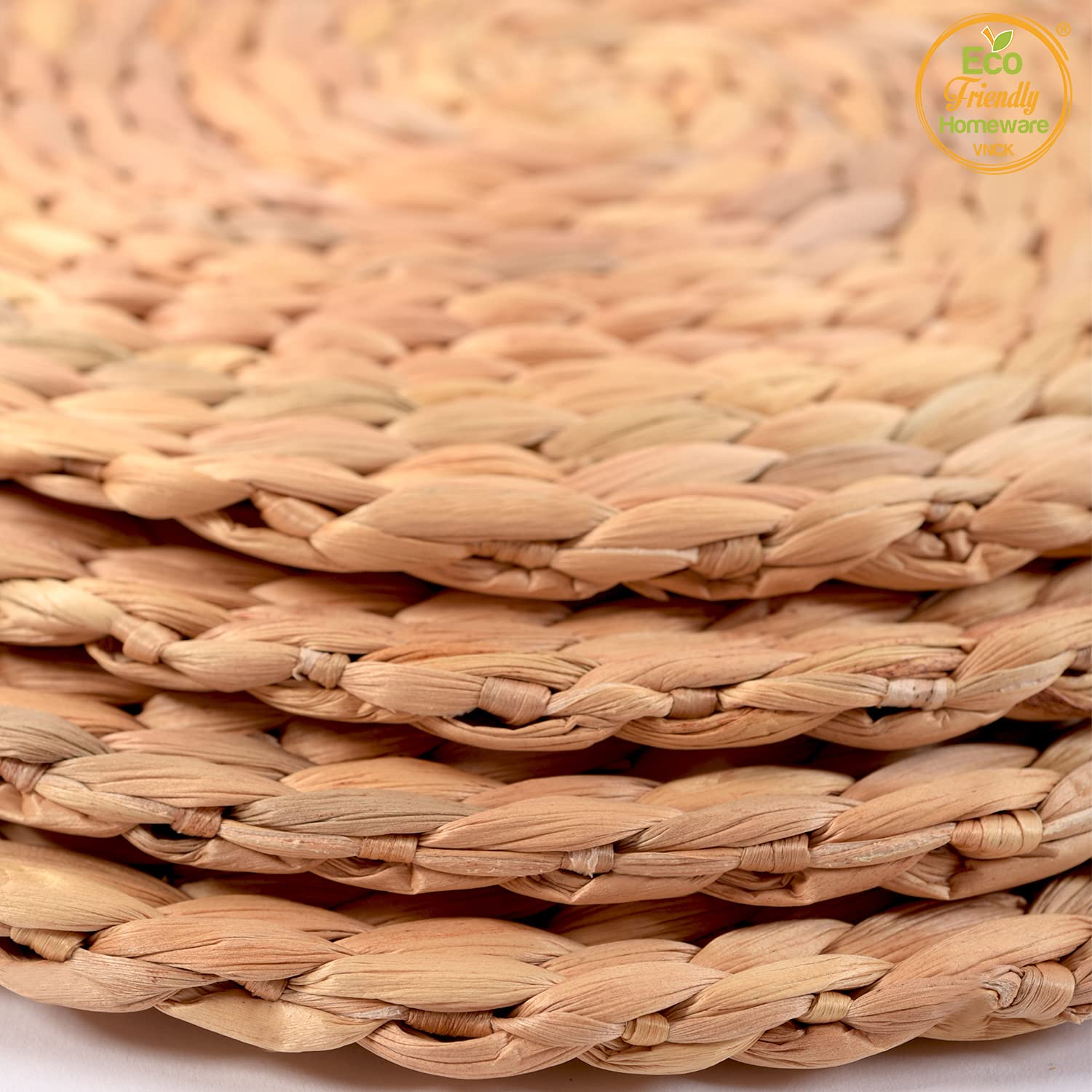 Boho Woven Water Hyacinth Placemats Set of 4 - 13.4