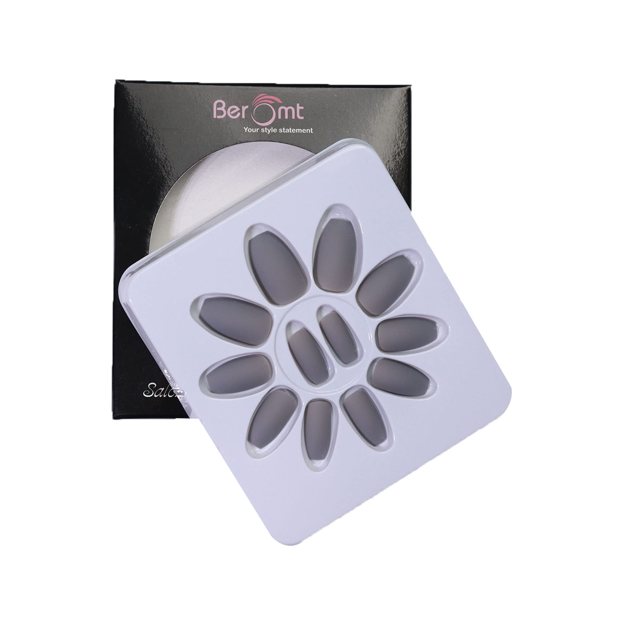 Beromt 12-Piece Matte Acrylic False Nails Set with Nail Glue & Nail Art Kit - Full Cover Fake Nails for Women, Natural Look, Easy Application | Perfect for Parties, Weddings, and Daily Wear