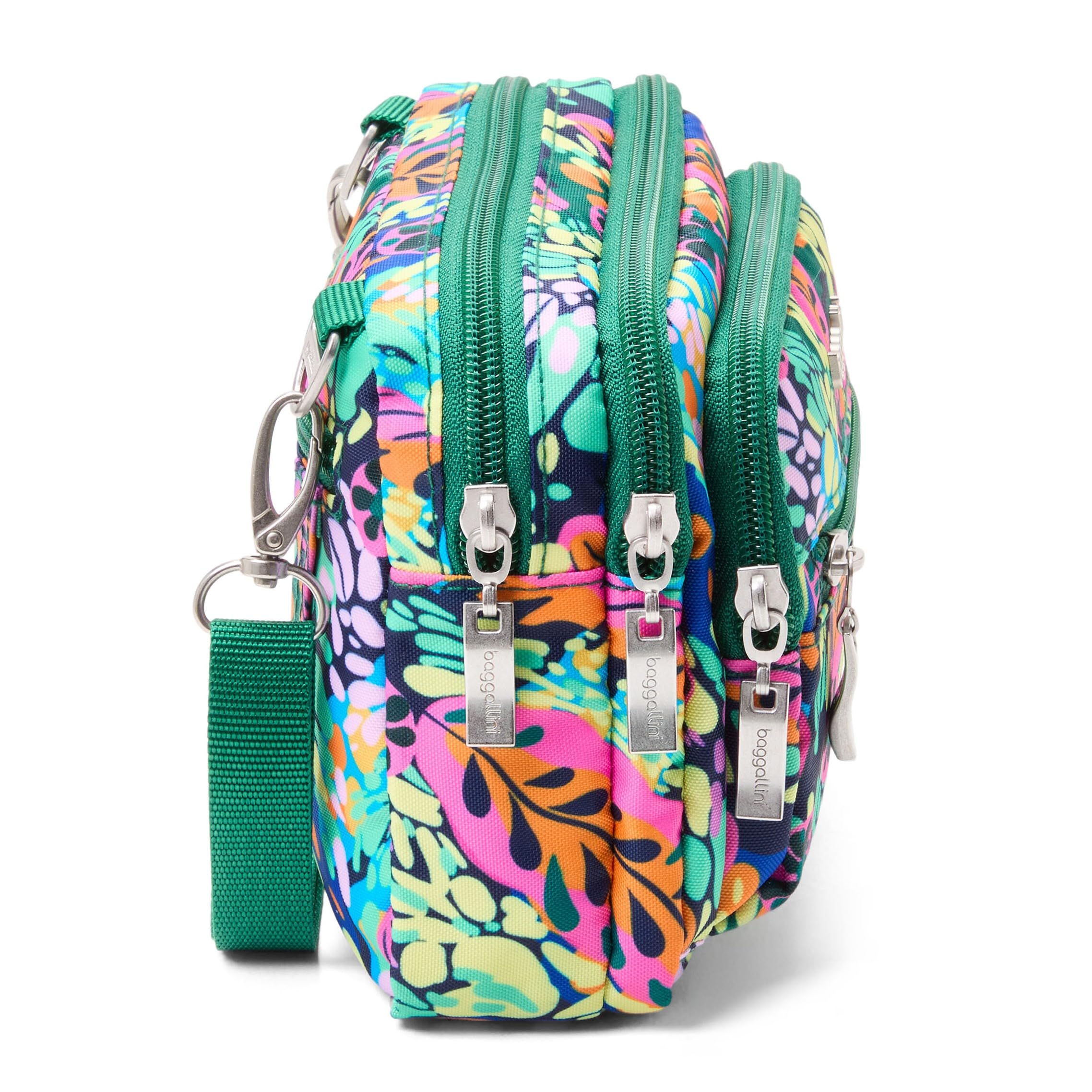 Baggallini Triple Zip Small Crossbody Bag for Women - 8x6 inch Lightweight Water-resistant Convertible Fanny Pack Belt Bag - Perfect for Travel, Shopping & Everyday Use