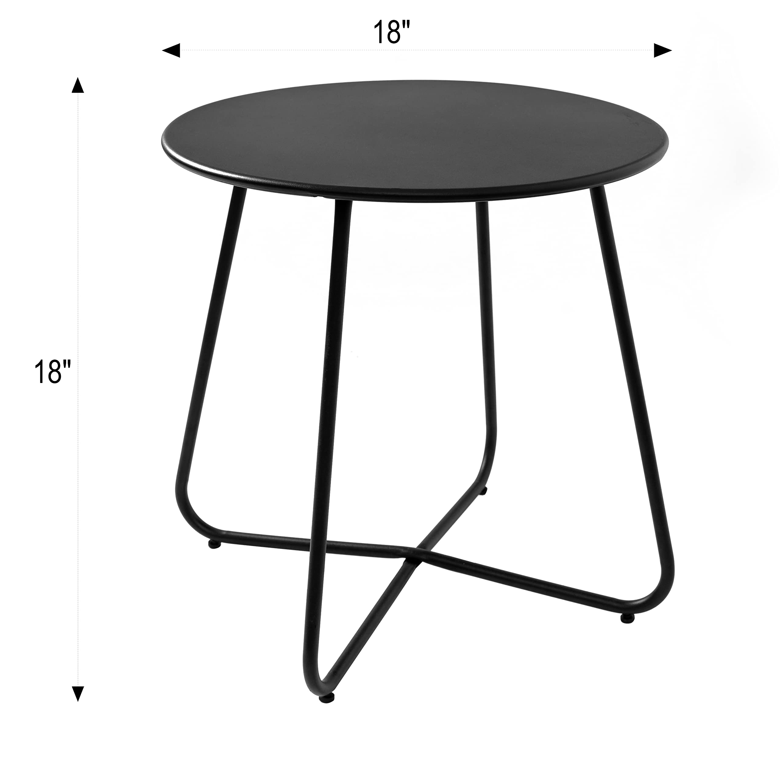 CODIN Set of 2 Weather-Resistant Metal Outdoor Side Tables - Small Round End Tables for Patio, Garden, Porch, Balcony & Yard - Perfect for Outdoor Relaxation & Entertaining (Black)