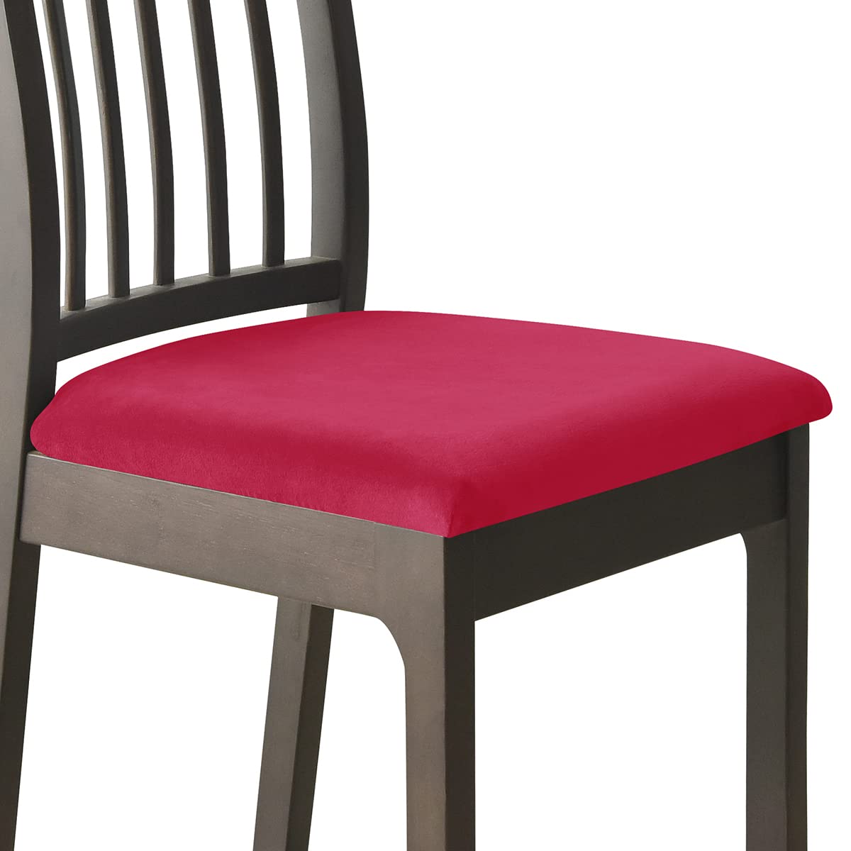 Velvet Stretch Chair Seat Covers - Soft Washable Dining Chair Protectors with Adjustable Straps (Rose Red, 2-Pack) | Perfect for Kitchen, Dining Room & Home Decor