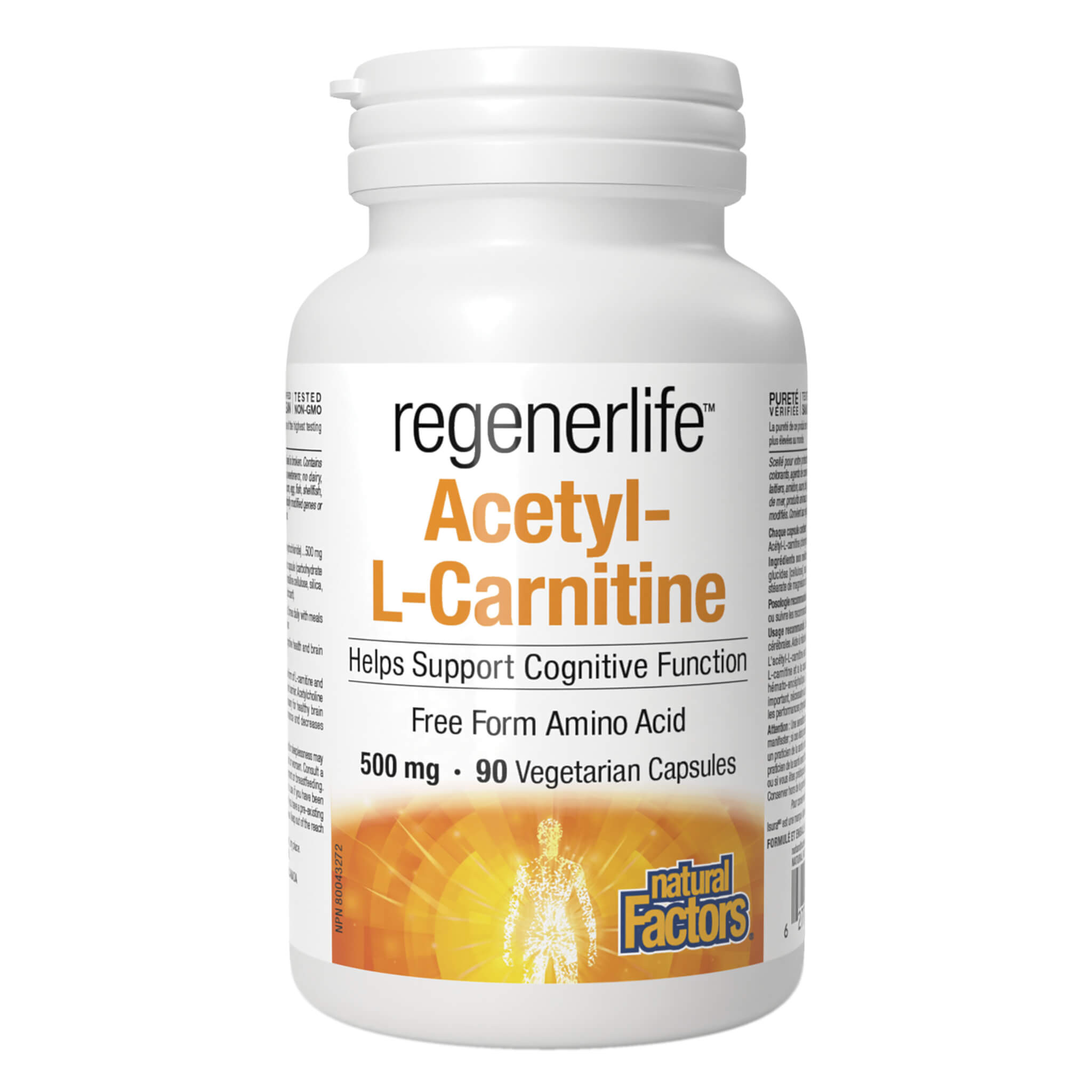 RegenLife Acetyl L-Carnitine 500mg Supplement - Supports Energy, Brain Function & Weight Management - Perfect for Fitness Enthusiasts & Busy Professionals